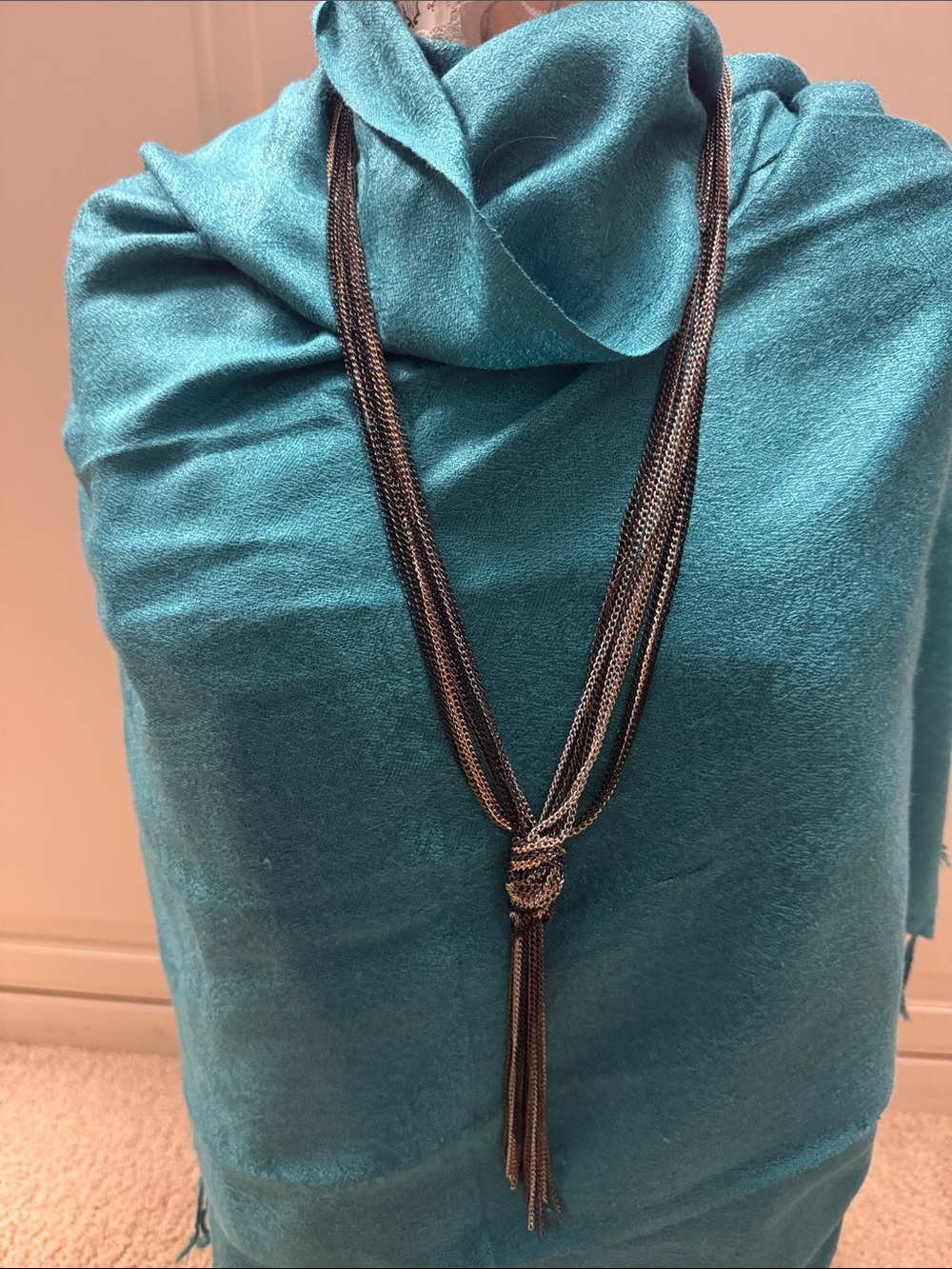 NWT Ganz Multi-Strand Knotted Chain Tassel Necklace Mixed Metal - NWT